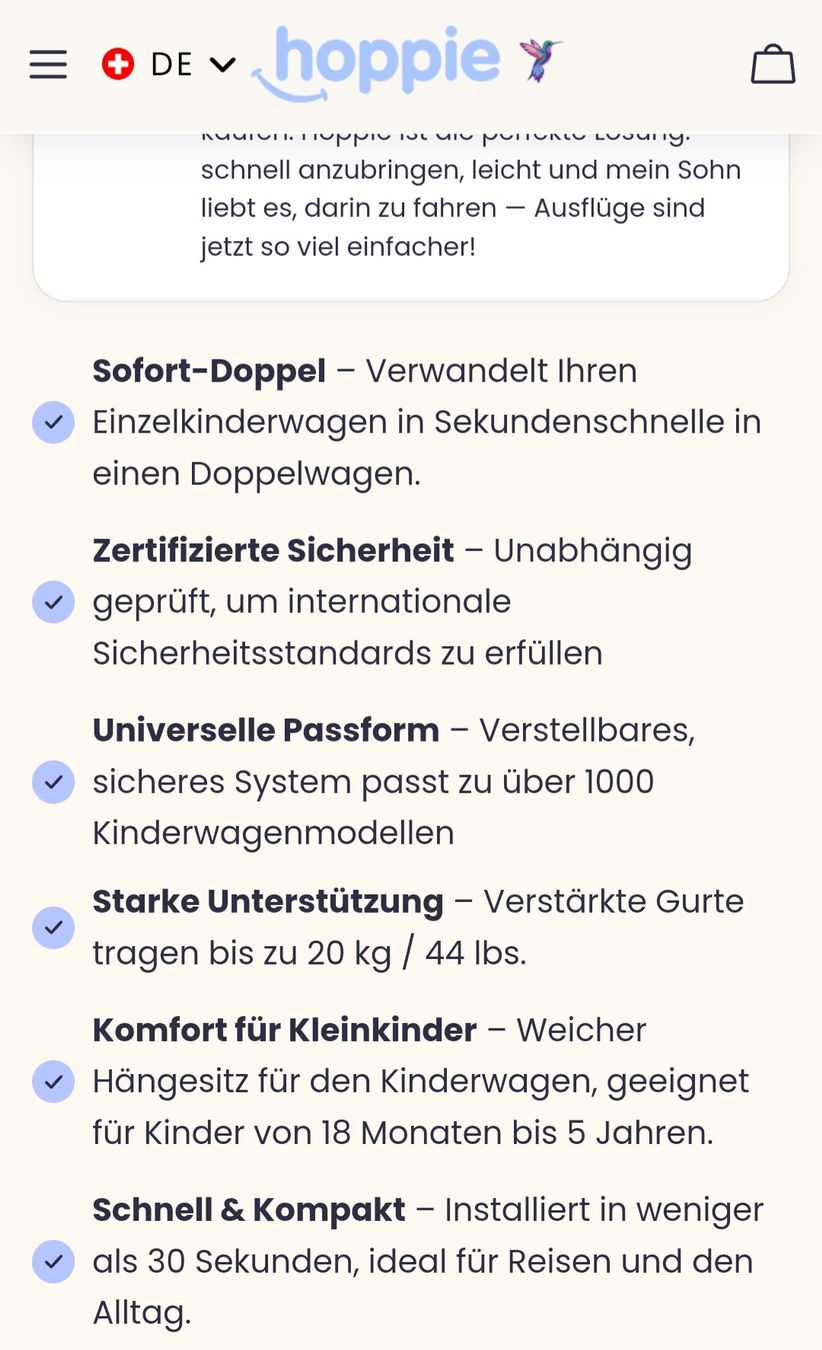 Kinderwagen: Hoppie Kinderwagen-Hängemattensitz – Neu (gemäss Beschreibung) aus Wädenswil von ann_art 3