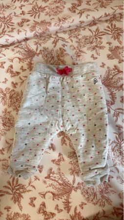 Pantalon léger bébé pois roses et gris