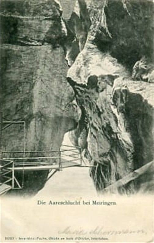 Ansichtskarten: Meiringen, Aareschlucht – Gebraucht aus Ottikon b.Kemptth. von Neptun1974
