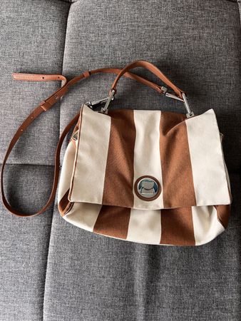 Coccinelle crossbody Leinen und Leder Materialmix