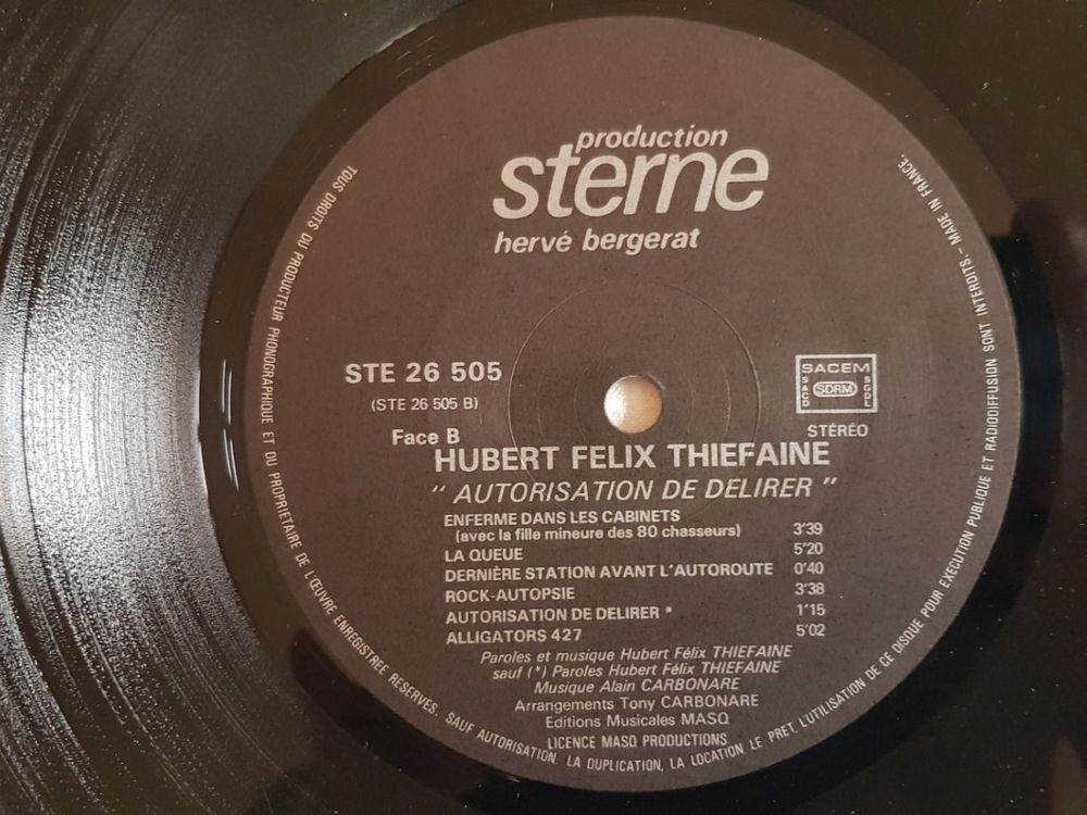 Thiefaine, LP Autorisation de délirer, Original 1979 Kaufen auf Ricardo