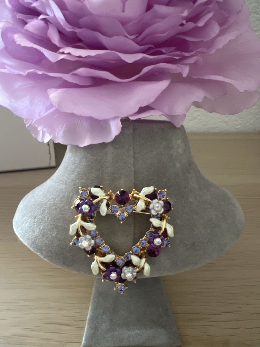 Spille & Fermagli: Herz Brosche lila Blumenranken – Nuovo (secondo la descrizione) da Seon venduto da Sunny-Schmuck78