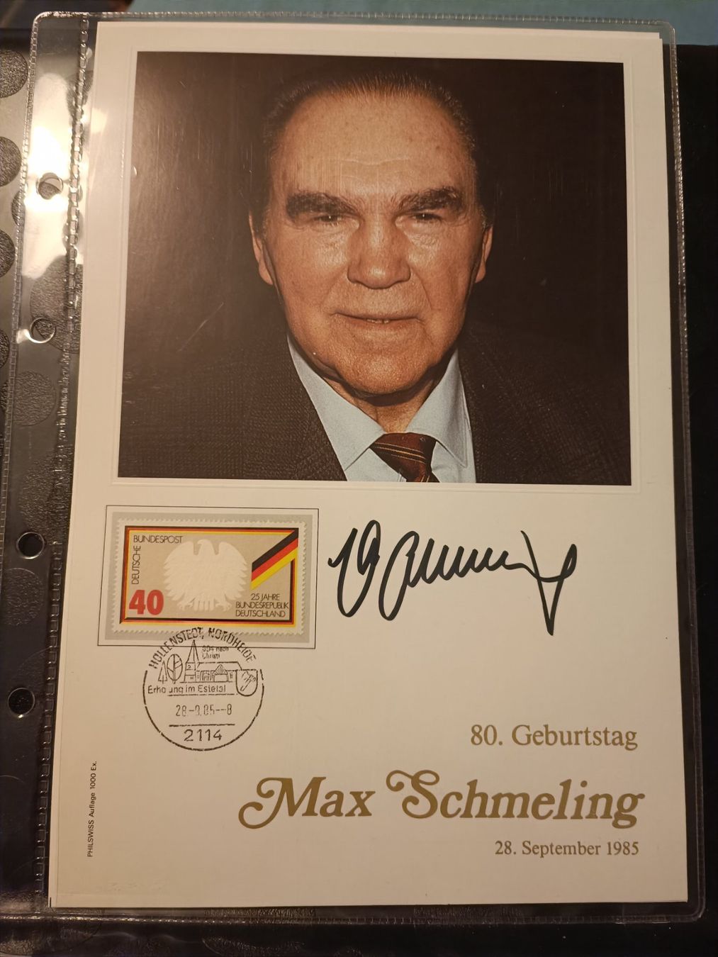 Autographes: Max Schmeling - Philswisskarte -18x26cm – D'occasion à Menziken par Artographs