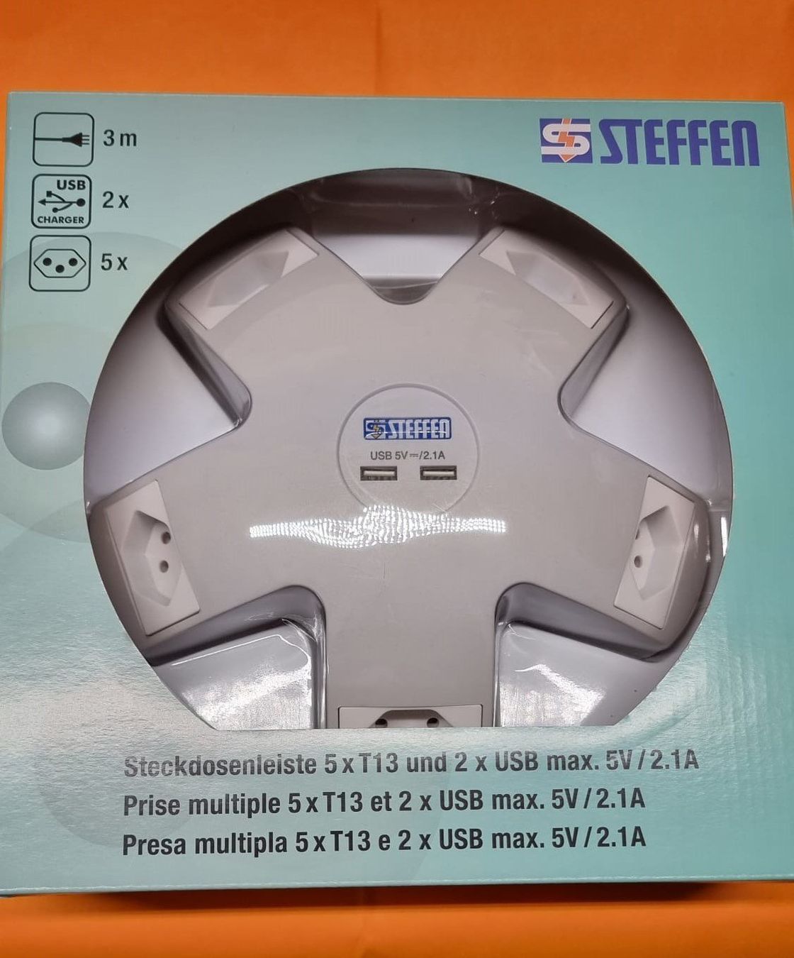 Stecker: Steffen Steckdosenleiste 3m STAR 5xT13 + 2xUSB-A – Neu (gemäss Beschreibung) aus Rebstein von James-Dean 1