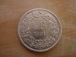 (P2) 1/2 Franken 1851 VZ-UNZ