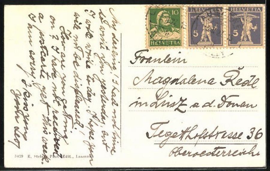 Ansichtskarten: La Rosiaz sur Lausanne, circulée 1927 – Gebraucht aus Frauenfeld von POML 1