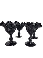 4er-Set Dessert Gläser schwarz