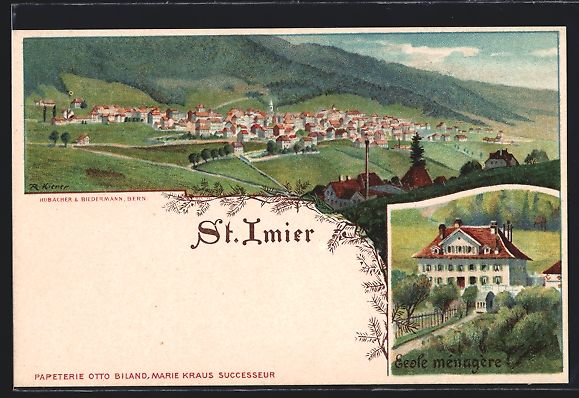 Ansichtskarten: Litho St. Imier, Panorama und École m – Gebraucht aus Berlin von bartko-reher