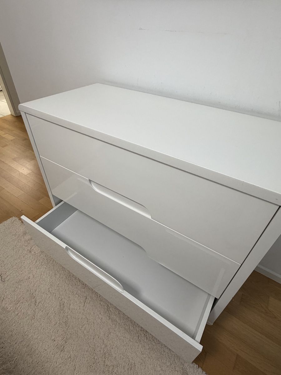 Kommoden: Kommode Weiss Hochglanz 100 cm | 3 Schubladen – Gebraucht aus Kaiseraugst von MedinaSecondhand 3