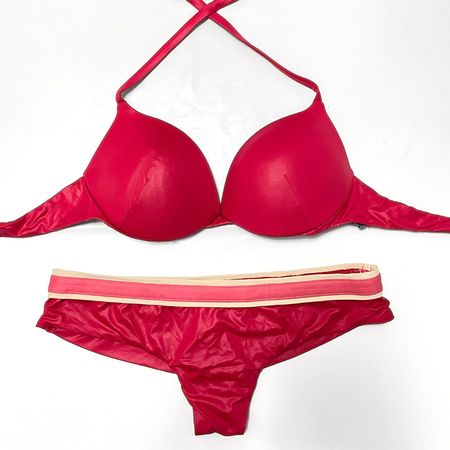 CALZEDONIA Maillot Bikini Rouge Push Up - Taille S