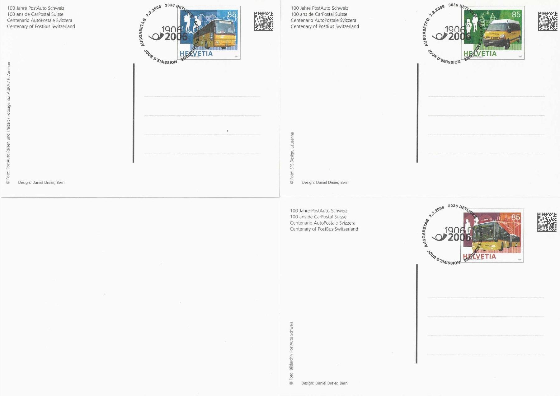 Alle Briefmarken: 3 Ganzsachen Bildpostkarten ET 07.03.2006  Postauto – Gebraucht aus Pfäffikon ZH von laeufer75 1