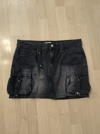 Bershka Minirock Jeans Grau