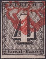 1843: ZÜRICH 4 mit Bogenrand Nr. 1S, Topstück mit Attest !