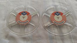 2x Agfa Magnetonband Leerspulen Kunststoff 22cm für HiFi