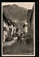 Pontresina, Pferdewagen in der Dorfgasse