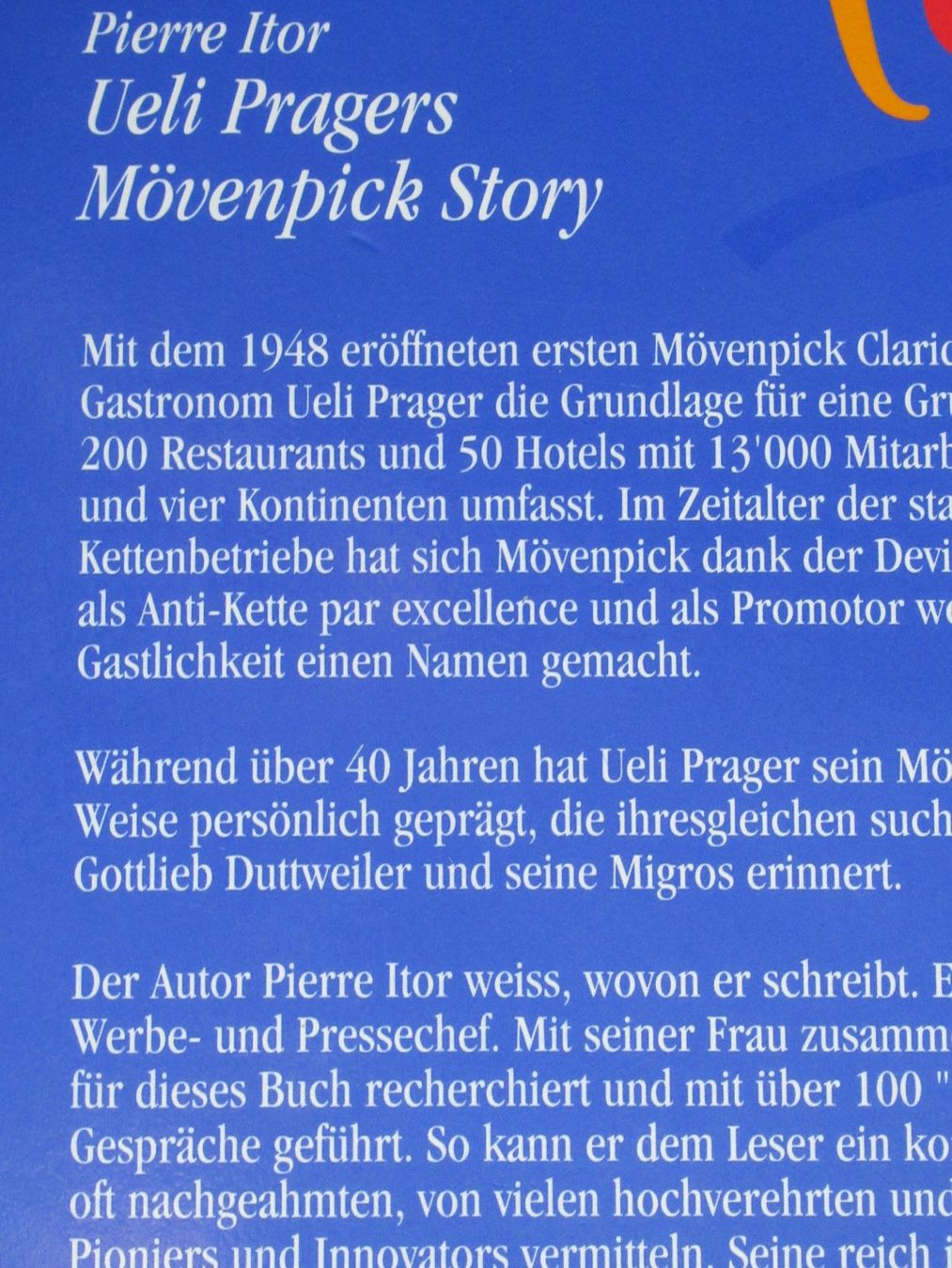 Libri: MÖVENPICK STORY - UELI PRAGER – Usato da Moosseedorf venduto da haro01 1