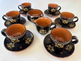 Handbemaltes Espresso-Set, Simmental, Keramik, Bauernmalerei
