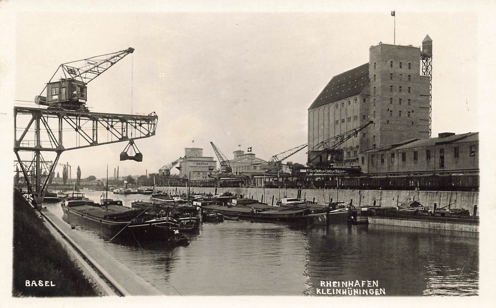 Ansichtskarten: Basel Rheinhafen kleinhuningen – Gebraucht aus Biasca von Blenio71