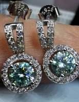 Boucles d'oreille argent avec diamants moissanite de 1 ct