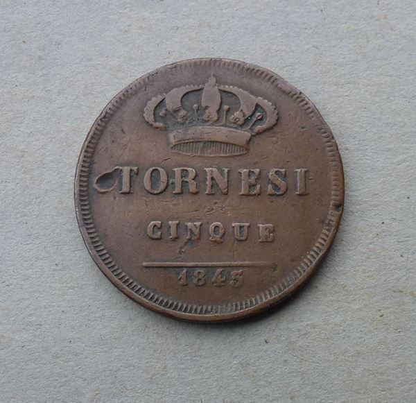 Toutes les monnaies: Italien Neapel ++ 5 Tornesi 1845 – D'occasion à Walkringen par Casablanca777
