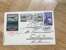 1924 Flugtag-Karte Solothurn-Grenchen