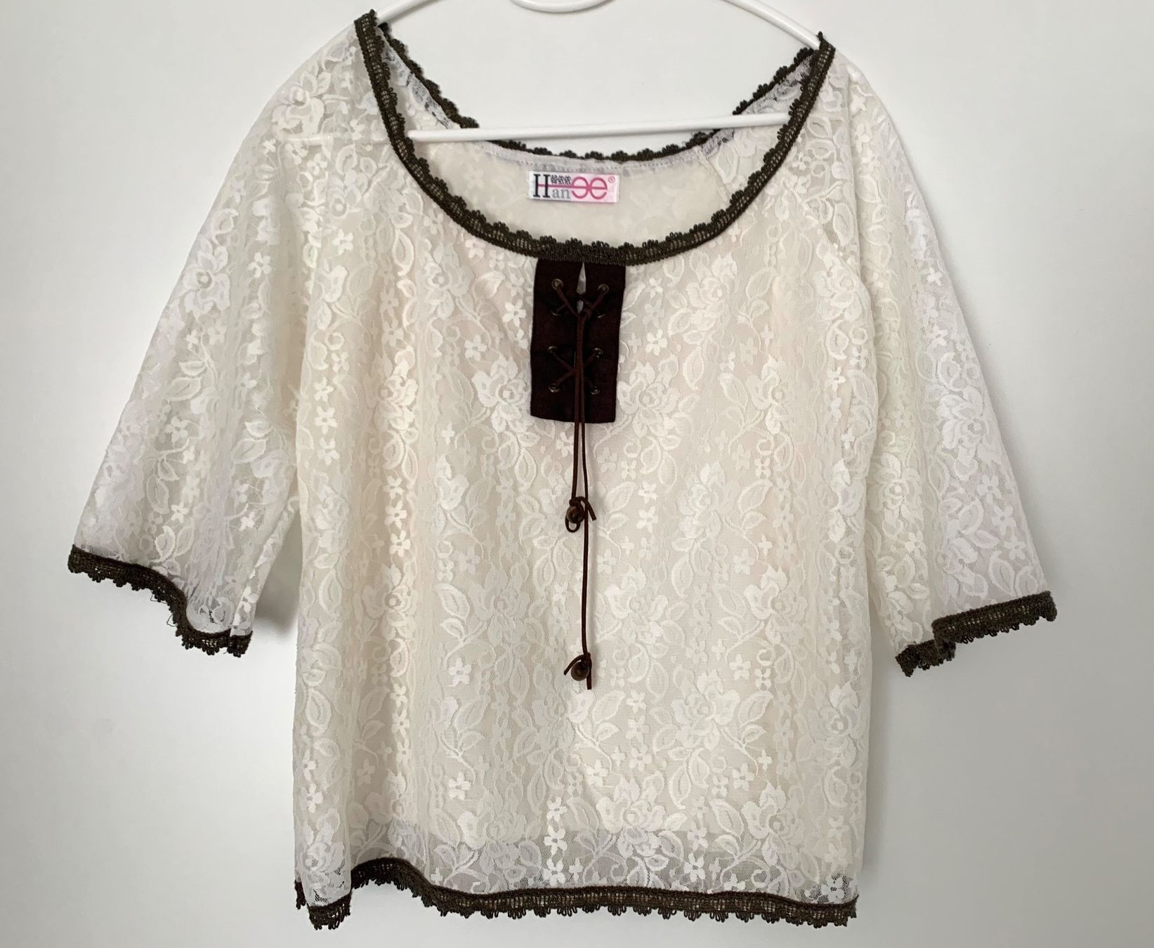 Top: Damen Spitzen Top - Weiss - S – Nuovo (secondo la descrizione) da Rikon im Tösstal venduto da Alpenmutz