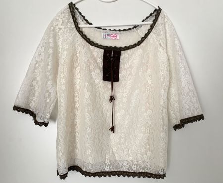 Damen Spitzen Top - Weiss - S