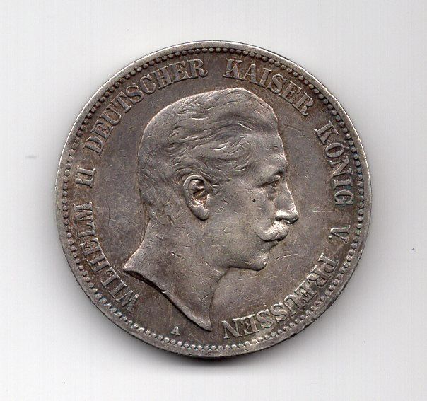 Toutes les monnaies: (1144) Preussen, 5 Mark 1908 A, vz – D'occasion à Rüthi (Rheintal) par erdnuessli1 1
