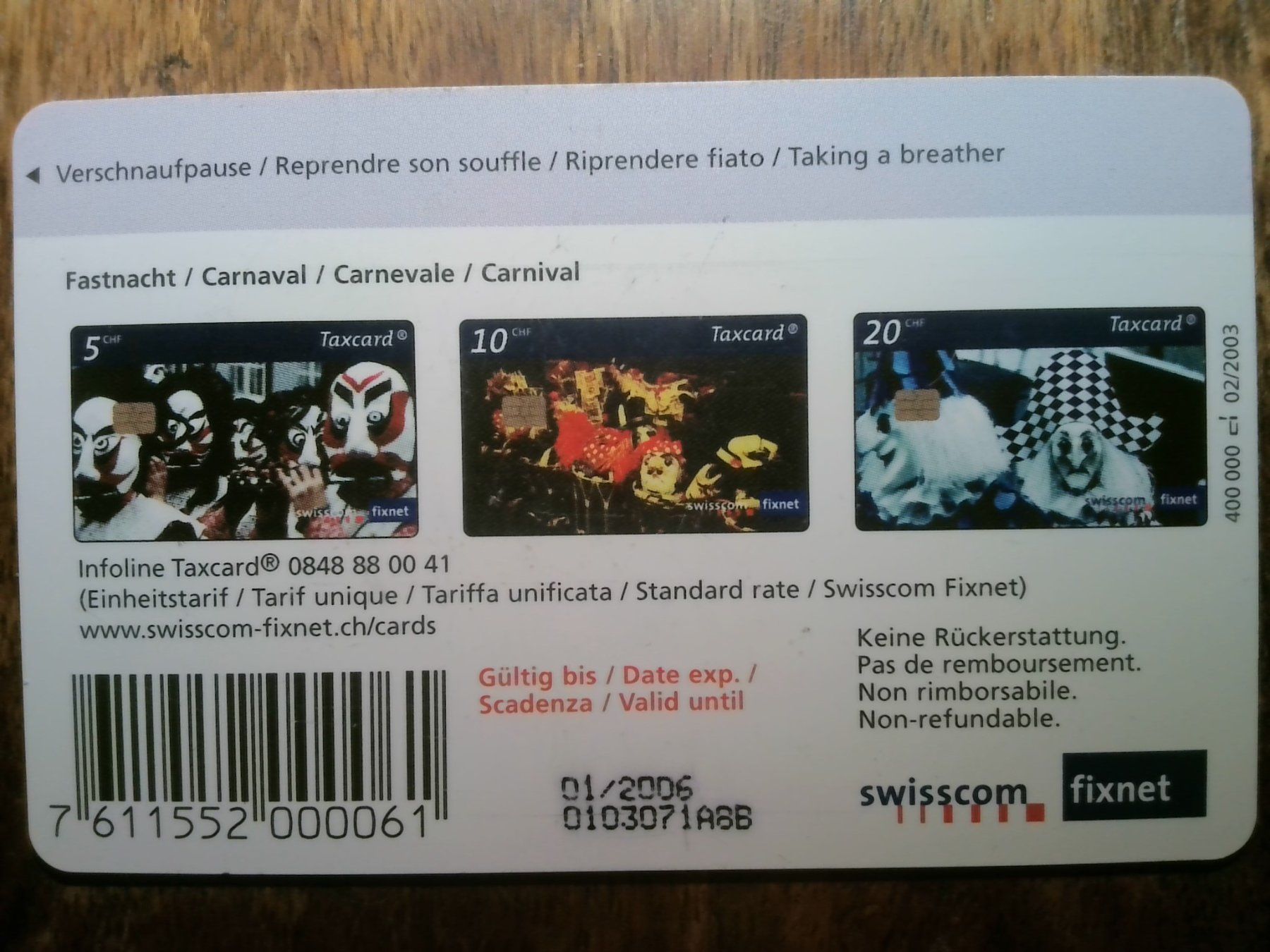 Swisscom Telefon- & Taxkarten: Carte tél Swisscom – Gebraucht aus Geneve von lambo35 1