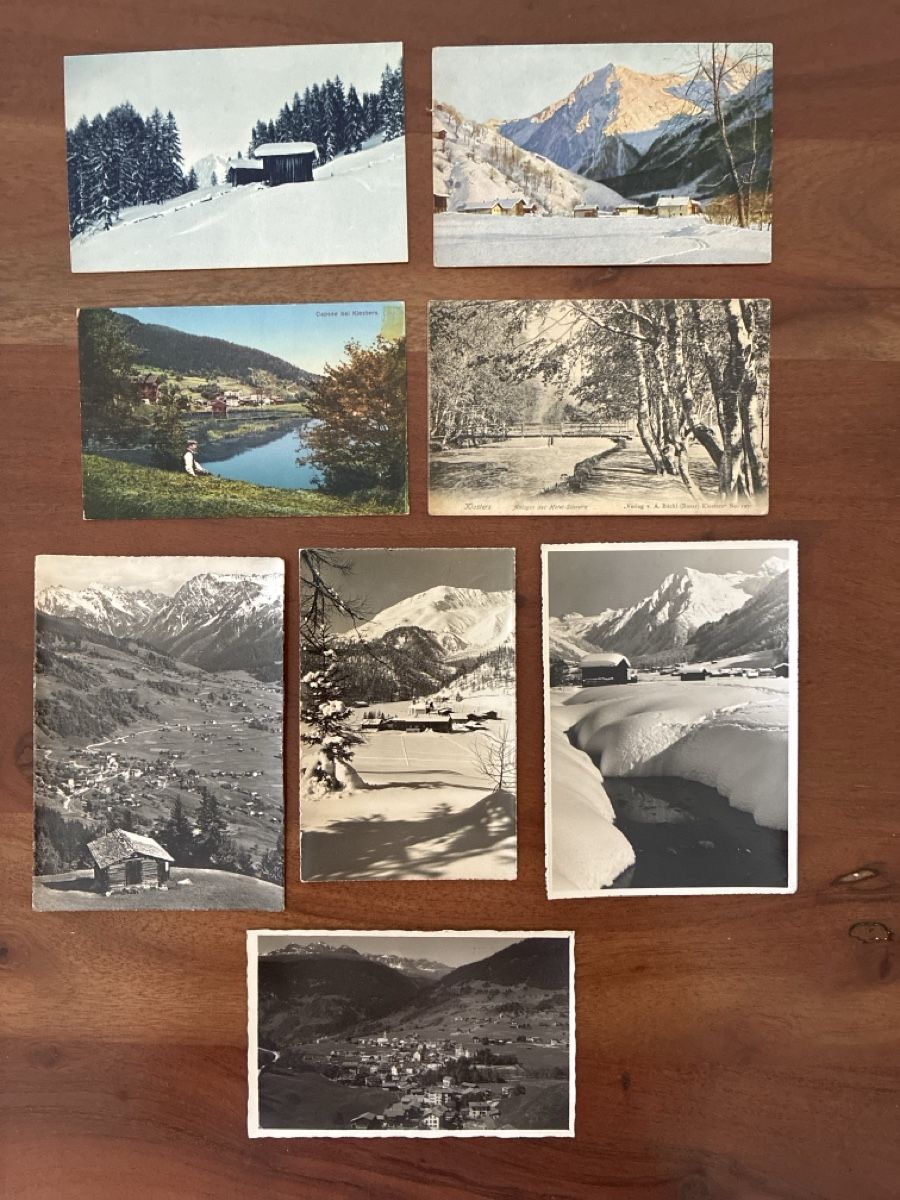 Ansichtskarten: 15 Ansichtskarten Schweiz von Klosters GR – Gebraucht aus Oftringen von Cla.vD.74