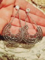 Ohrhänger mit Mondstein in 925 Silber, im Boho Style - neu