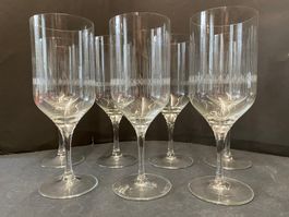 7 Vintage Geätzt Kristall Gläser Etched Crystall Glass 20 cm