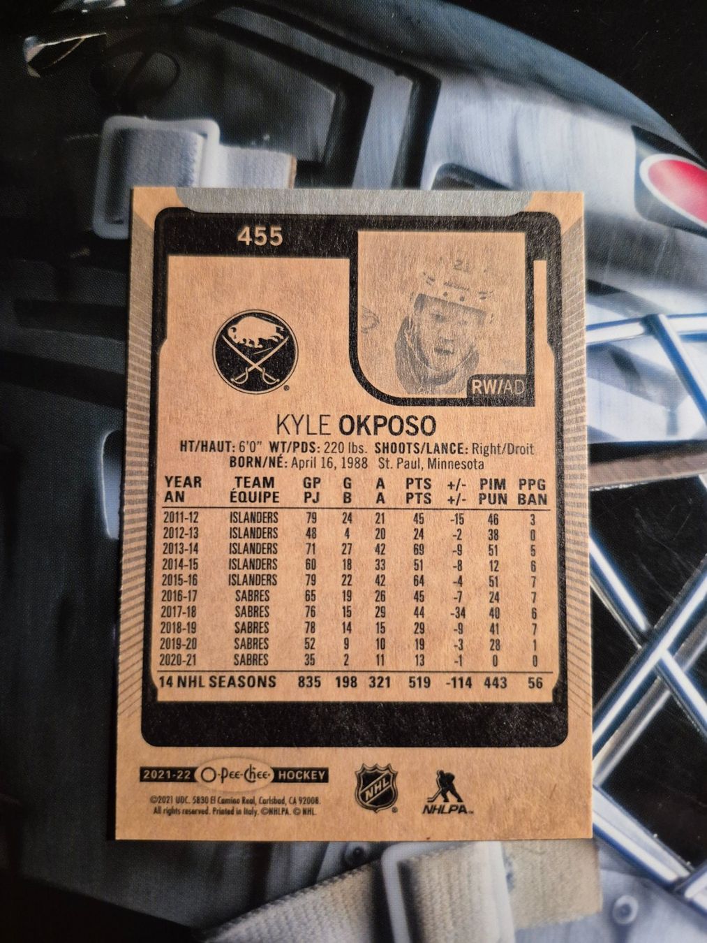 NHL Carte collezionabili: NHL Kyle Okposo Buffalo Sabres – Usato da Treiten venduto da Sauber73 1