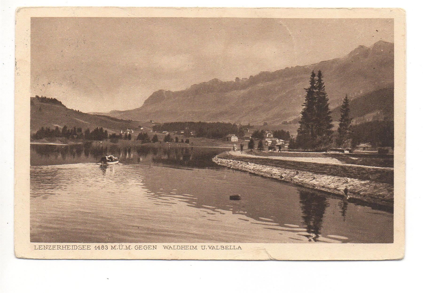 Cartoline postali: LENZERHEIDE See gegen Waldheim u. Valbella – Usato da Jona venduto da philajona