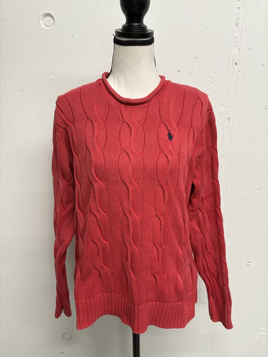 Polo Ralph Lauren Pullover & Sweatshirts: Polo Ralph Lauren Pullover Gr. M rot Baumwolle Zopfmuster – Gebraucht aus Regensdorf von secondchancefashion