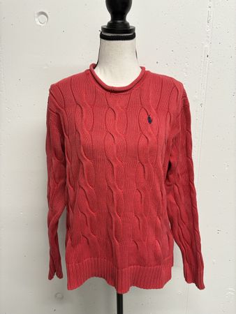 Polo Ralph Lauren Pullover Gr. M rot Baumwolle Zopfmuster