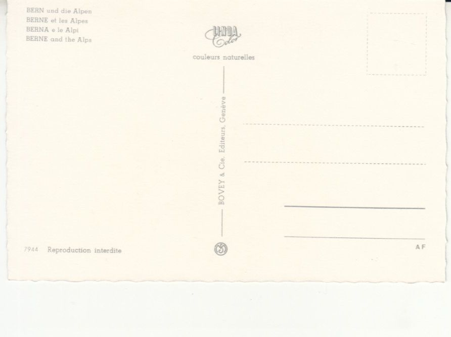 Cartoline postali: Bern und die Alpen ca. 1960 – Usato da Bürglen TG venduto da StampGraf 1