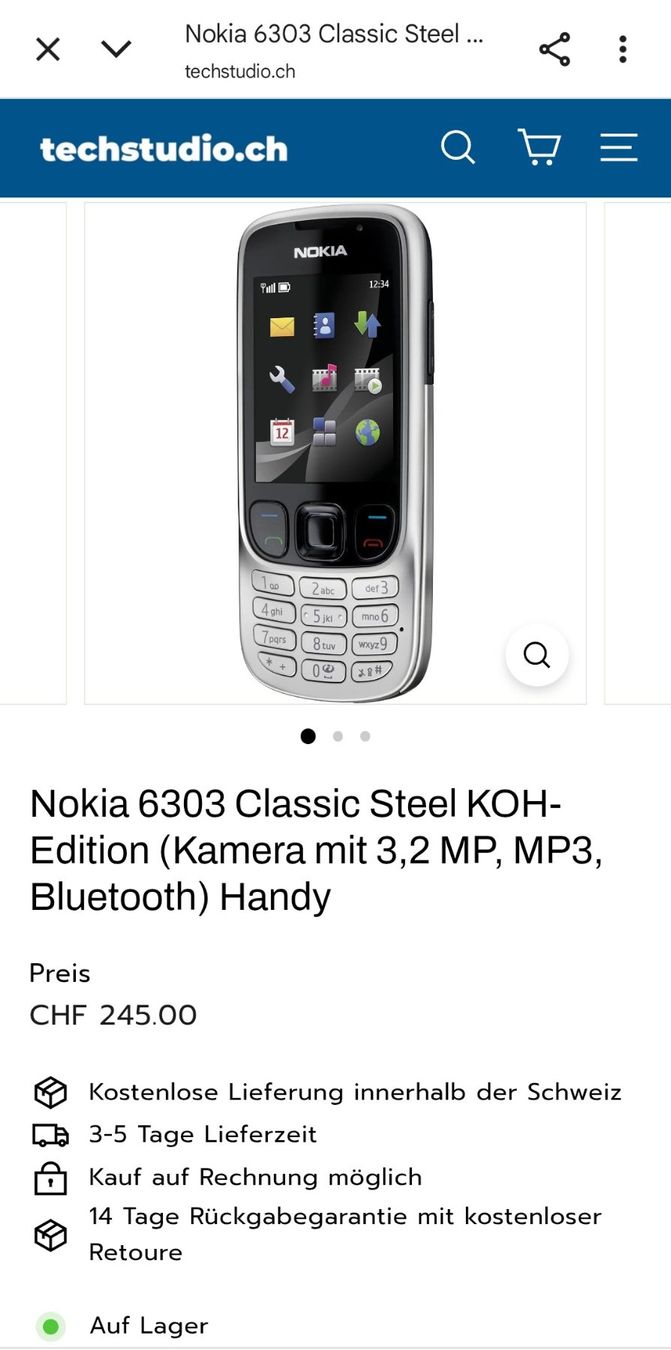 Nokia Telefoni cellulari / Smartphones: Handy Nokia 6303 classic – Usato da St. Gallen venduto da nataraj 1