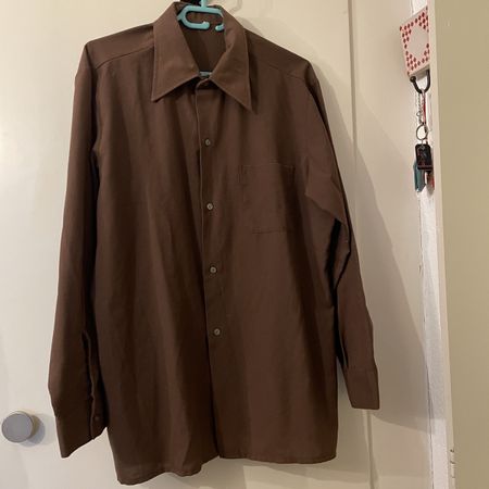 Vintage 1970s make 40s Brown shirt men 