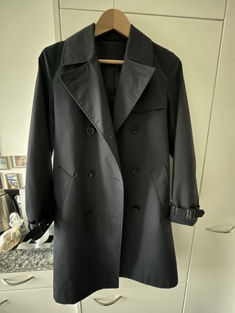 Klassischer Trenchcoat / Kurzmantel in Dunkelblau, Gr. XS