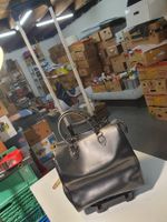 Business-Trolley Frontera Italiana, Schwarz, Leder, mit Tele