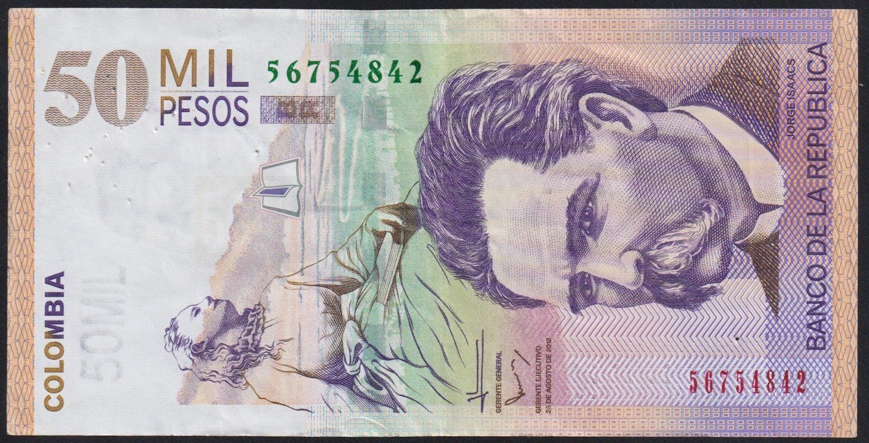 Banconote: Kolumbien 50'000 Pesos 2012 – Usato da Brugg AG venduto da banknoten_muesli