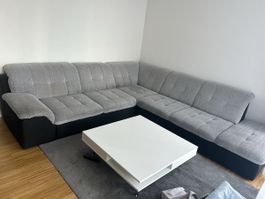 Ecksofa - Grau/Schwarz