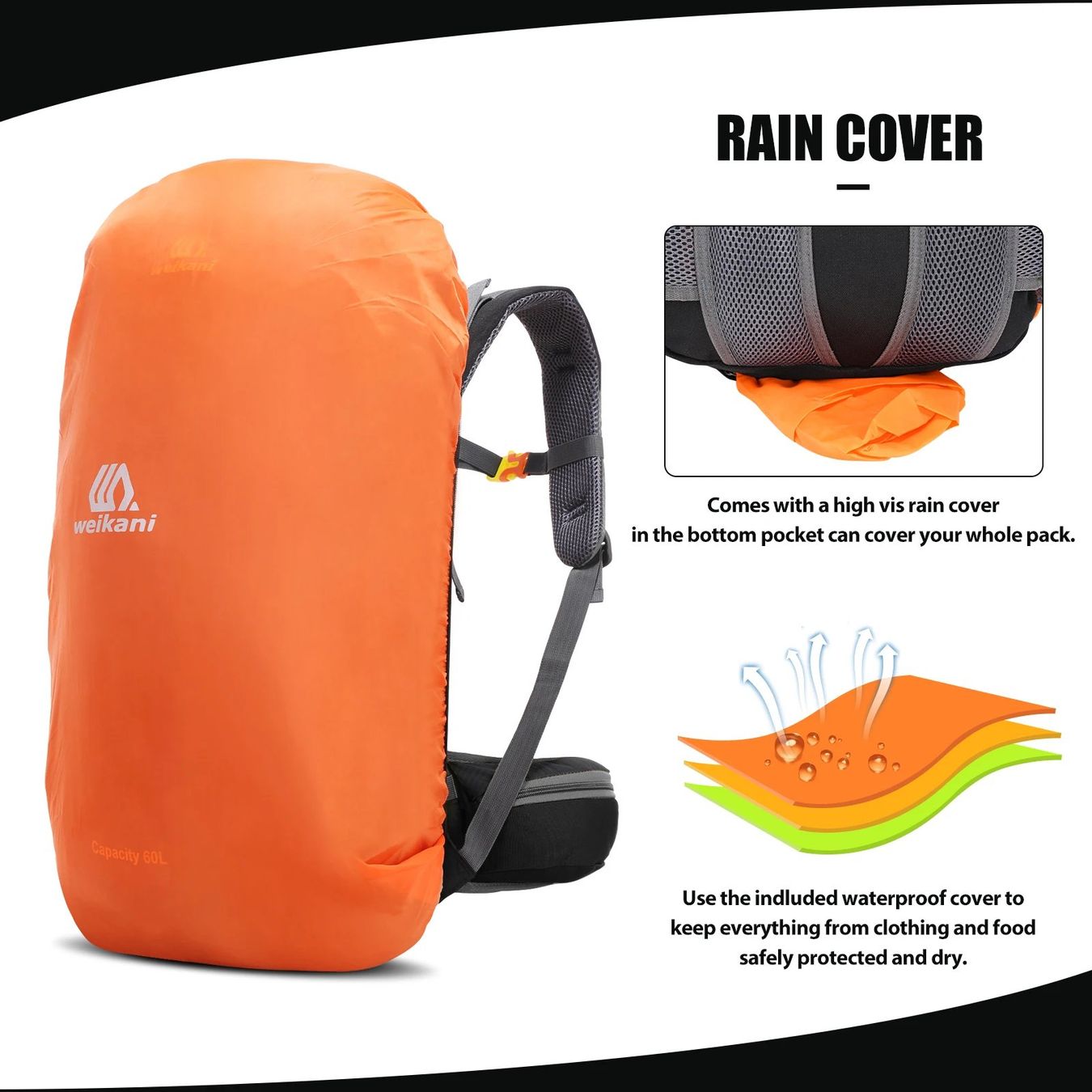 Zaini: NEU Wanderrucksack 60L Trekking / Sac à dos de randonnée – Nuovo e nell'imballaggio originale da Isérables venduto da Alfaga 5