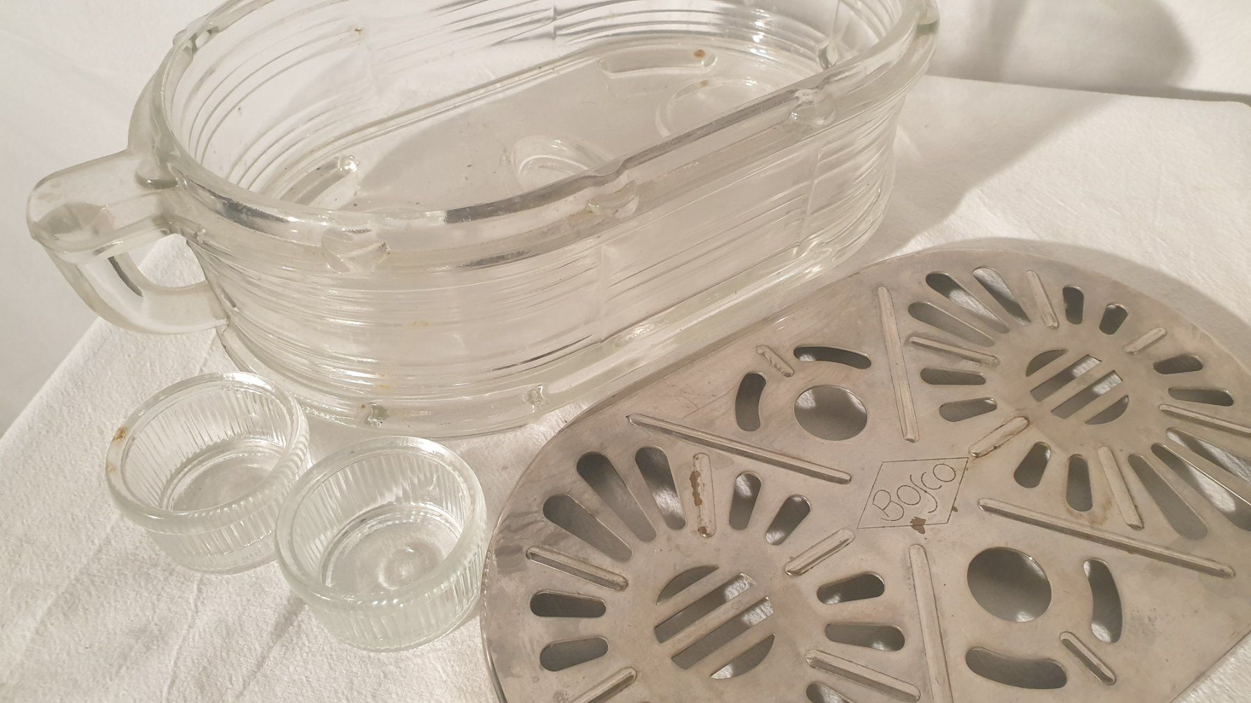 Piatti di portata: Kerzen-Rechaud Glas Art-Deo Design – Usato da Zürich venduto da Bobesfee 3