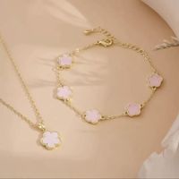 Goldiges Schmuckset mit rosa Blüte, neuwertig & süss🌸 (54)