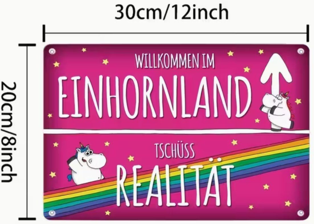 Insegne: Blechschild Einhornland 30x20cm – Nuovo e nell'imballaggio originale da Dintikon venduto da Vexi