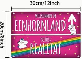 Blechschild Einhornland 30x20cm