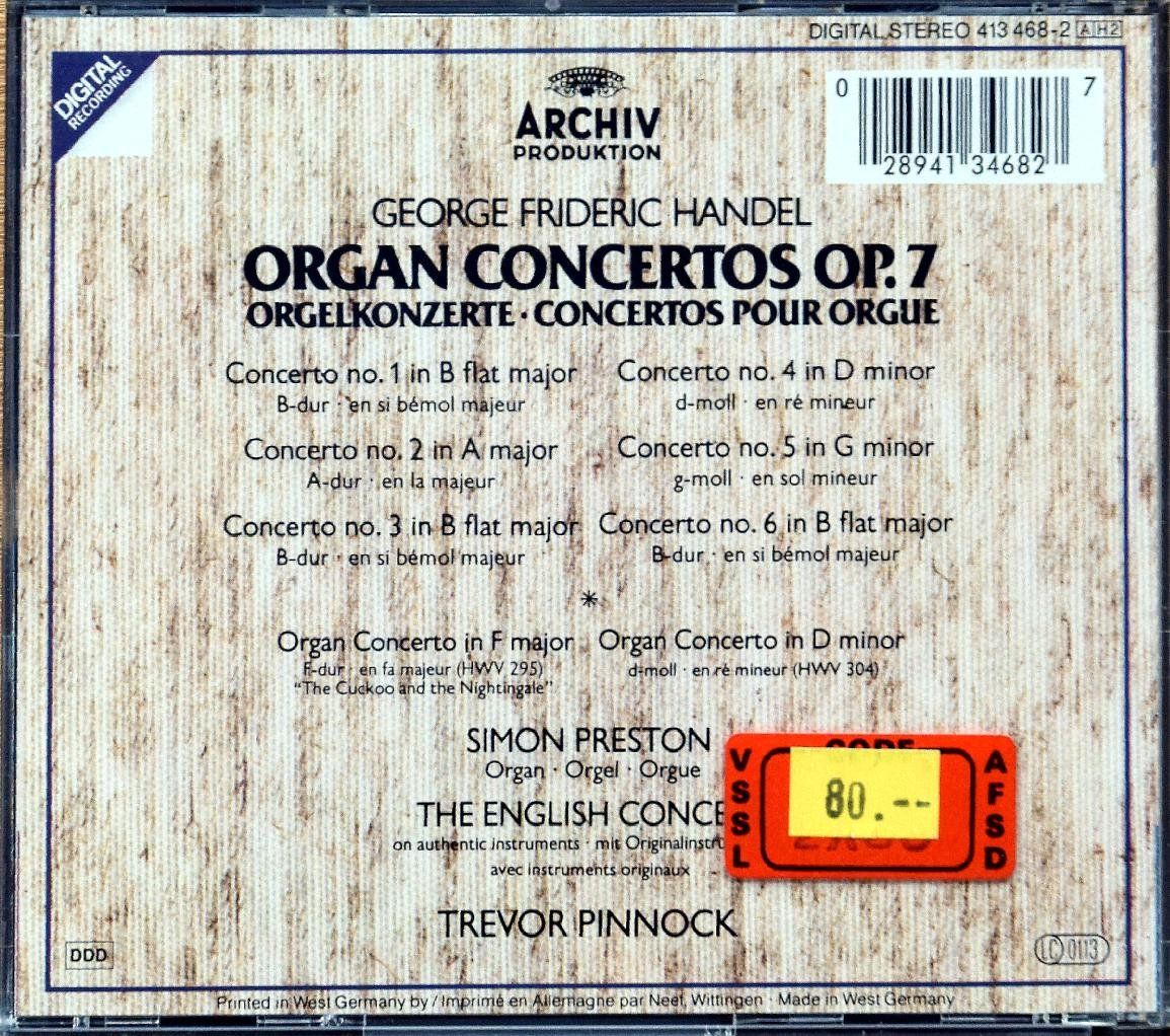 CD: Händel Orgelkonzerte Op.7 - Simon Preston 2 CD – Usato da Niederhelfenschwil venduto da Rol9527 1
