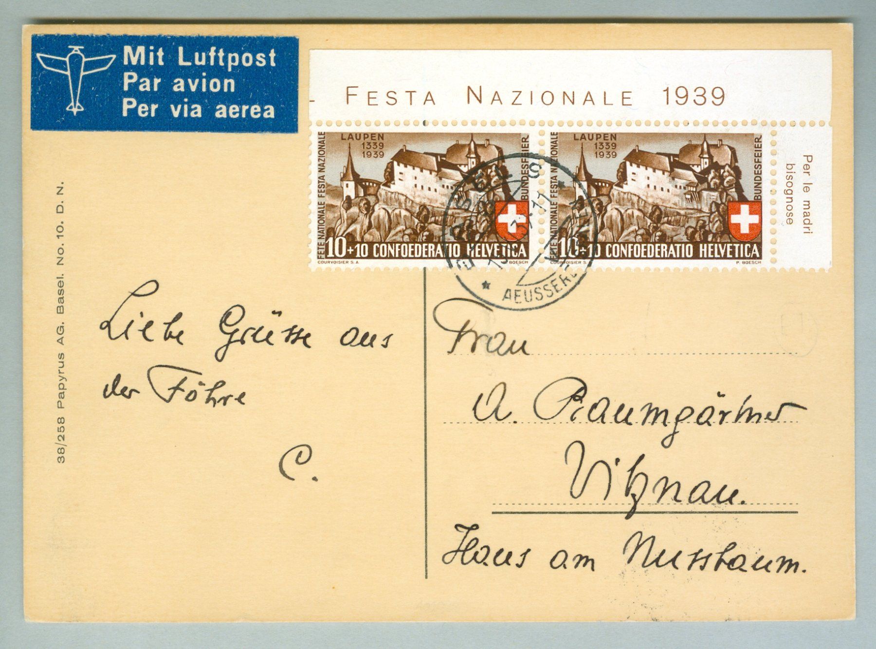 Tutti i francobolli: 1939 Schweiz Pro Patria FDC – Usato da Zürich venduto da yago-rot